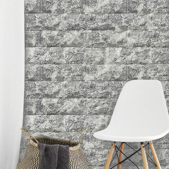 JSS&D 접착식 폼블럭 벽지 220cm 단열 포인트 시트지, 그레이