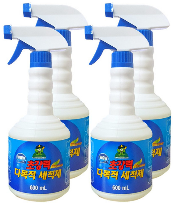 산도깨비 초강력 다목적 세척제 세정제 살균 얼룩 찌든때 제거 주방 욕실청소, 600ml, 4개