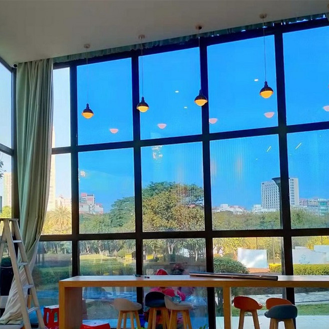 Aram 자외선차단 사생활보호 베란다 창문시트지 단열필름 썬팅지 5m, 다크블루실버