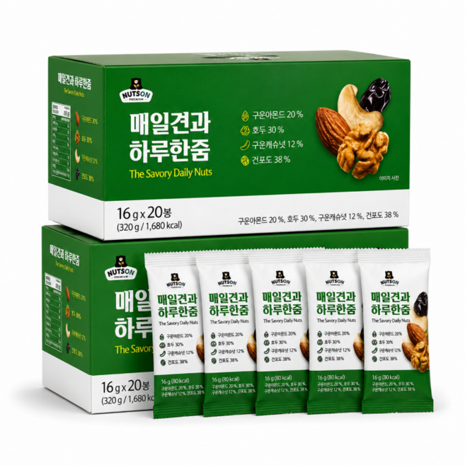 롯데백화점 매일견과 하루한봉 프리미엄 하루견과 16g 20봉 구운 캐슈넛, 320g, 4개