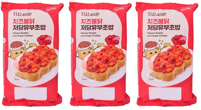 저당 치즈불닭 유부초밥 식사대용 간편 전자레인지 조리, 3개, 210g