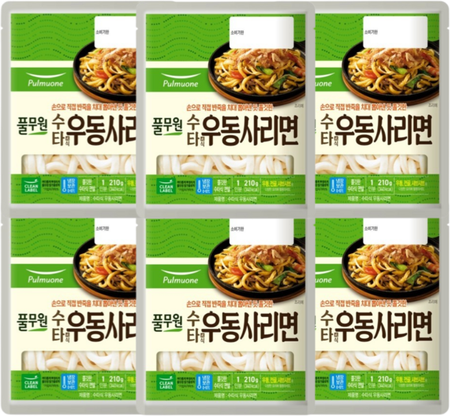 풀무원 수타우동사리면 210g, 6개