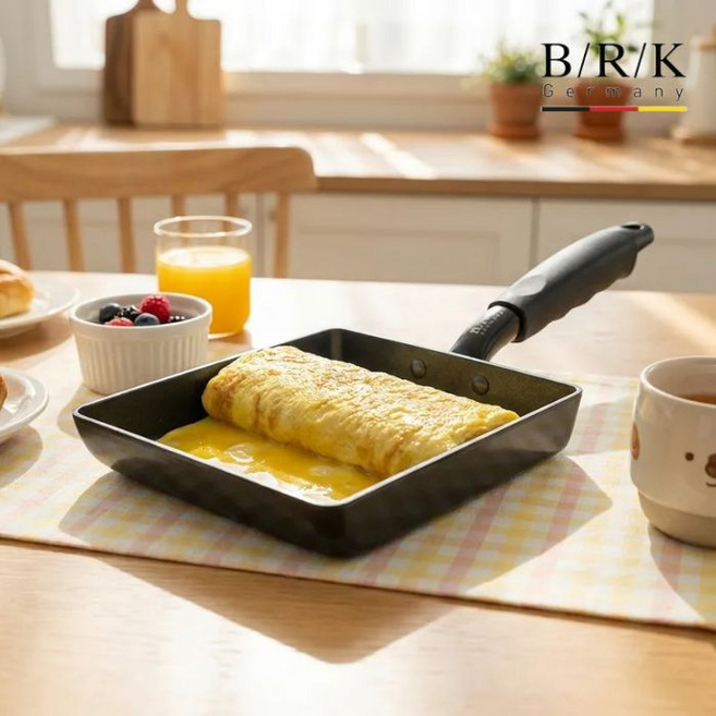 BRK 인덕션 미니사각팬 계란말이팬18 인덕션에그팬 달걀말이 사각후라이팬 토스트후라이팬, 1개, 18cm