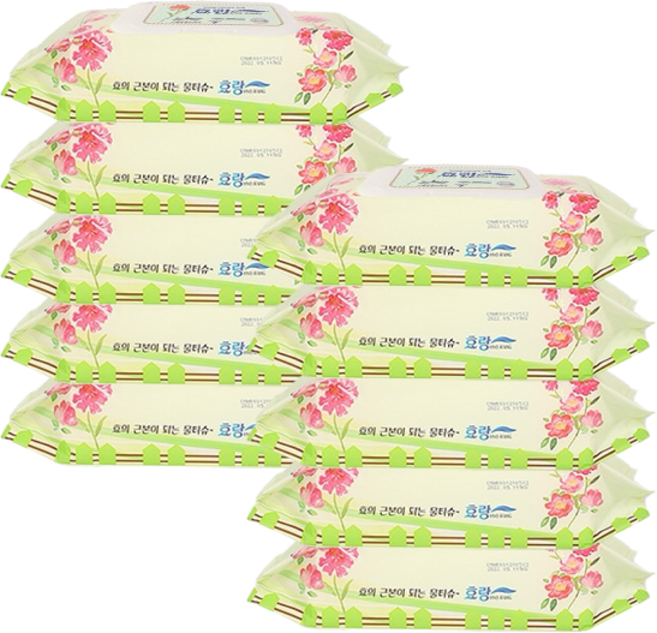 효랑 물티슈 엠보싱 캡형 60매입 대형 빅사이즈 (20 x 30cm), 10개