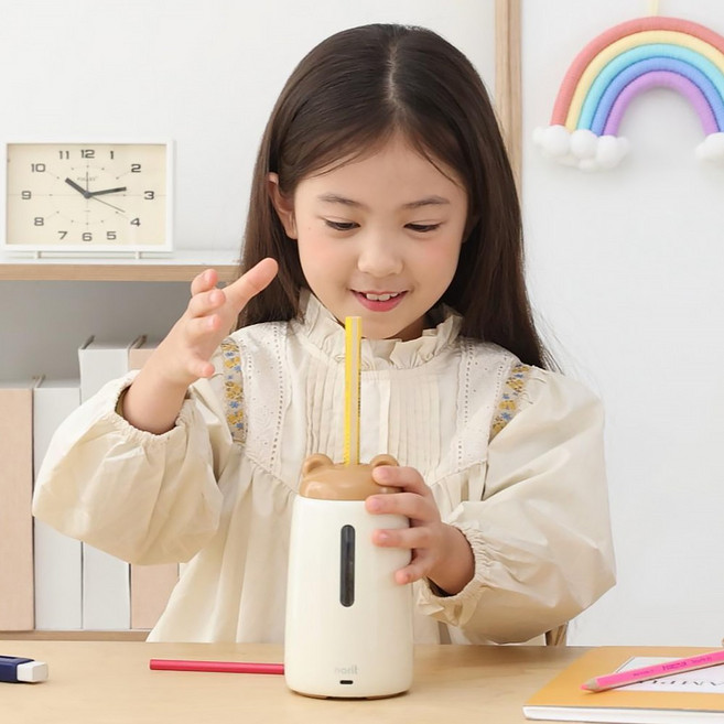 노르잇 프리미엄 점보 자동상승 전동 연필깎이, 베이지, 1개