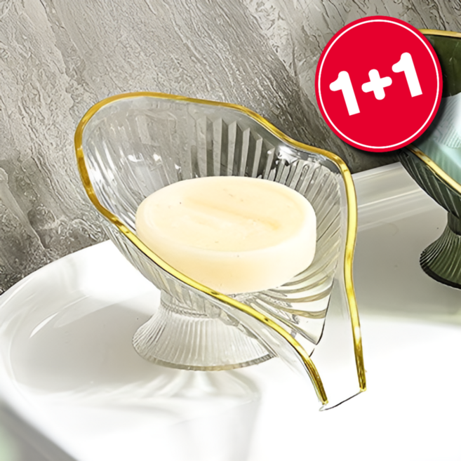 생활해랑 물빠짐 나뭇잎 비누받침, 2개, 투명 화이트