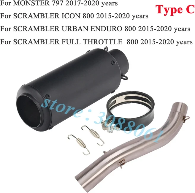 두카티 스크램블러 아이콘 800 몬스터 797 오토바이 GP 배기 이스케이프 수정된 중간 튜브 링크 머플러 슬, 07 Type C