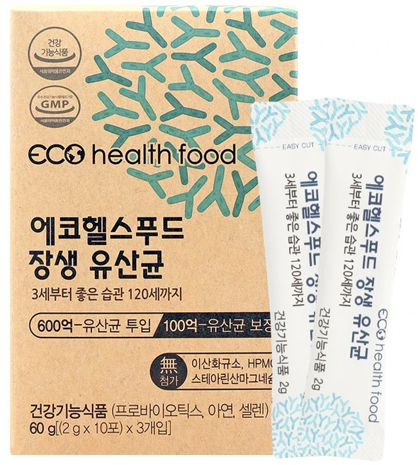 (프리미엄유산균) 황칠가 에코헬스푸드 장생유산균 (1개월)(60g 2g x30포)- 19종 생유산균 600억투입 100억보장 마이크로바이옴 건강루틴, 1개, 60g - 쿠팡