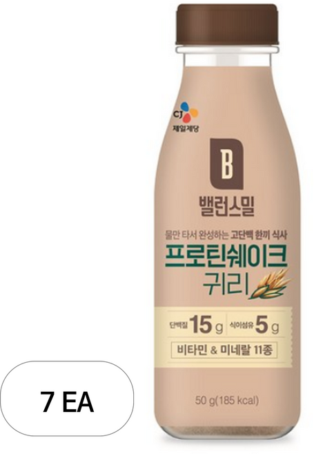 CJ제일제당 밸런스밀 귀리 프로틴 쉐이크, 50g, 7개