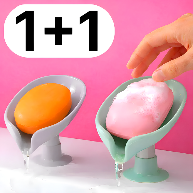 르오망 1+1 물빠짐 접착 흡착식 비누받침대 욕실 다용도 비누홀더 비누거치대, 민트+그레이, 1세트