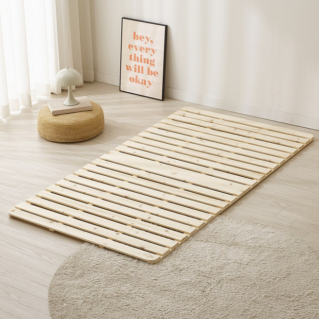 모벨퍼니 무헤드 매트리스 받침대 소나무 낮은 저상형 틀 매트리스판 침대판 원목 미니 싱글 슈퍼싱글 더블 퀸 침대 프레임 깔판, 아이보리