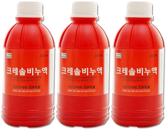 회동제약 크레졸 3개 크레솔 비누액 소독약 살균 200ml 유해동물 - 쿠팡