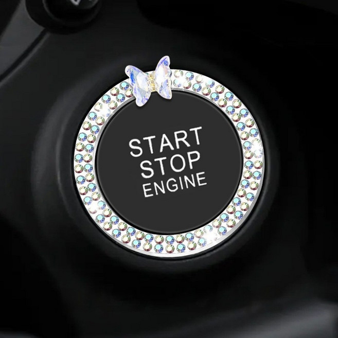 아망디에 차량용 시동버튼 커버 나비모양 점화버튼 장식 커버 자동차 악세사리 인테리어 용품, 1개, 알록달록
