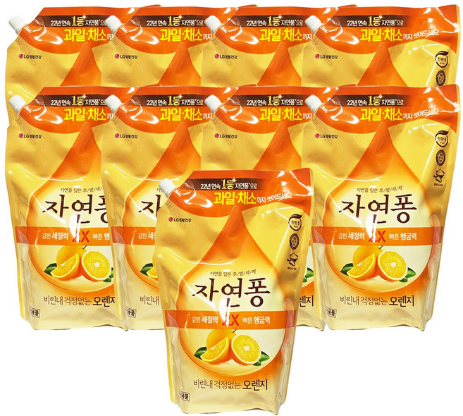 자연퐁 주방세제 오렌지 1.4kg 리필, 1.4L, 9개