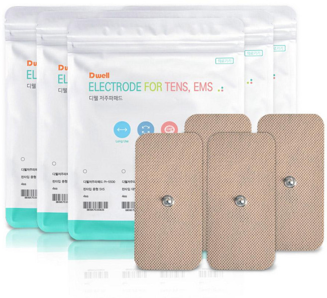 5팩구성 디웰 저주파 패드 버튼식 단추타입 대형 2조 4매입, 5개