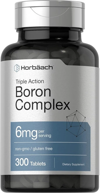 Horbaach 호바흐 Horbäach Triple BorON 온 Complex 6mg 보충제 | 300정 남성 및 여성용 채식주의자 GMO 프리 글루텐 트리플 액션 구연산, 1개 - 쿠팡