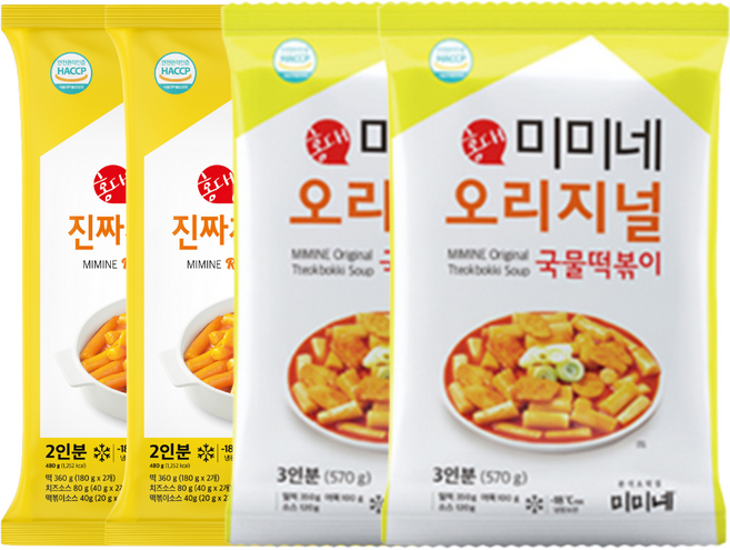 [미미네] 오리지널 국물떡볶이 570g + 진짜치즈 떡볶이 480g (총10인분), 4개, 525g