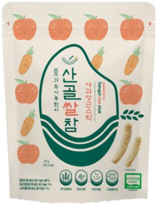 에코맘의 산골이유식 산골쌀참 사과당근스틱 25g 6개, 혼합맛(사과/당근)