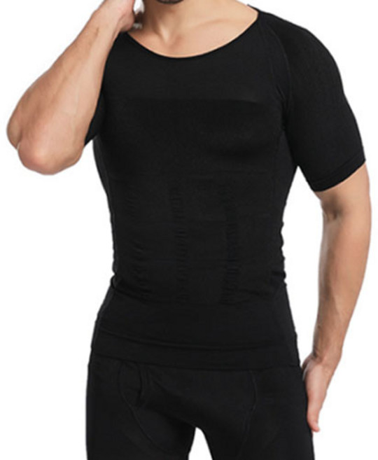 HANSUWI 남성 보정 속옷 반팔 이너웨어 뱃살 압박 티셔츠