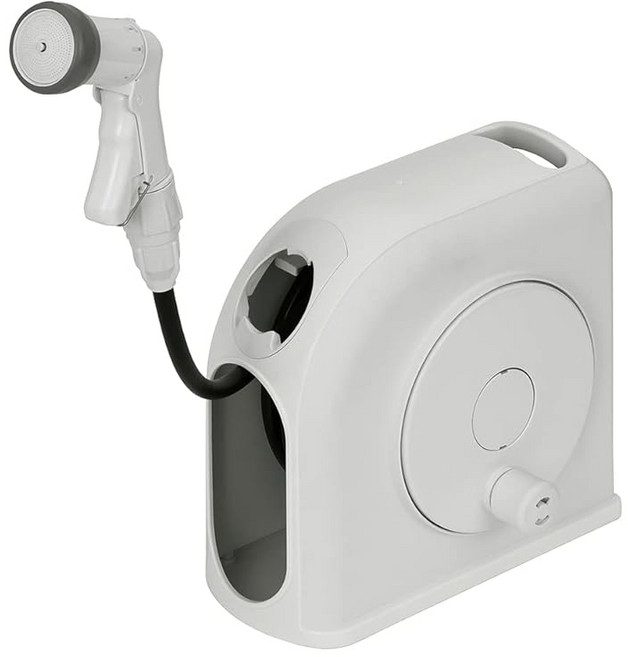 아이리스 오야마 호스 릴 10m 풀 커버 호스 릴 슬림 HG 10M 화이트 급수 호스 수도 호스 원예 FSHG-10 공간 절약 소형 신상품 경량, 상세페이지 참조, 1개