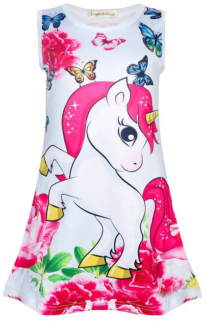 캐보트 여아 유니콘 파자마 잠옷 원피스 멀티컬러