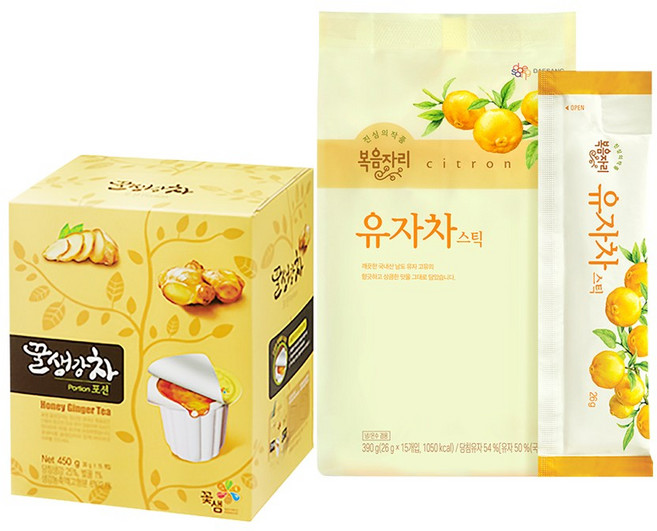복음자리 유자차 스틱 15P +꽃샘 생강차 포션 15P