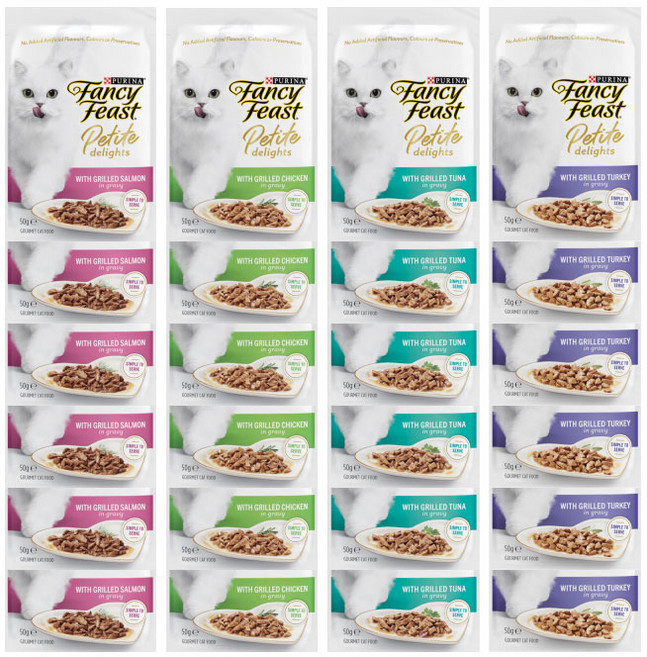 퓨리나 팬시피스트 쁘띠 딜라이트 파우치 고양이 습식사료, 50g, 24개, 콤보(4종 6개씩)