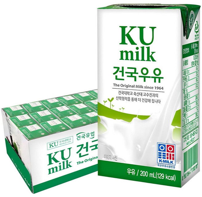 [건국우유] 멸균우유 200ml 24입, 24개