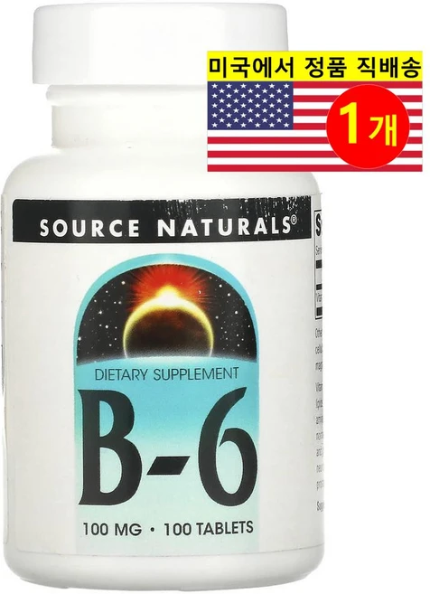 소스내추럴스 비타민 B-6 100mg 100정, 1개 - 쿠팡