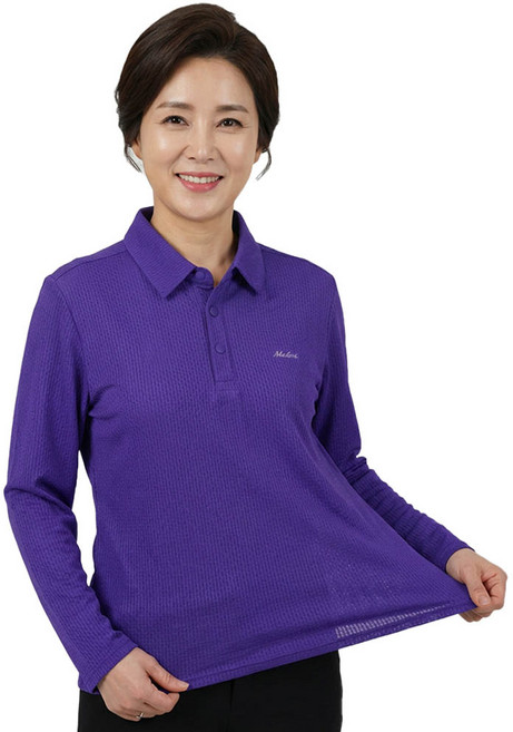 여성 여름 긴팔 카라 티셔츠 스판 아웃도어 쿨 아이스 등산티 상의 449