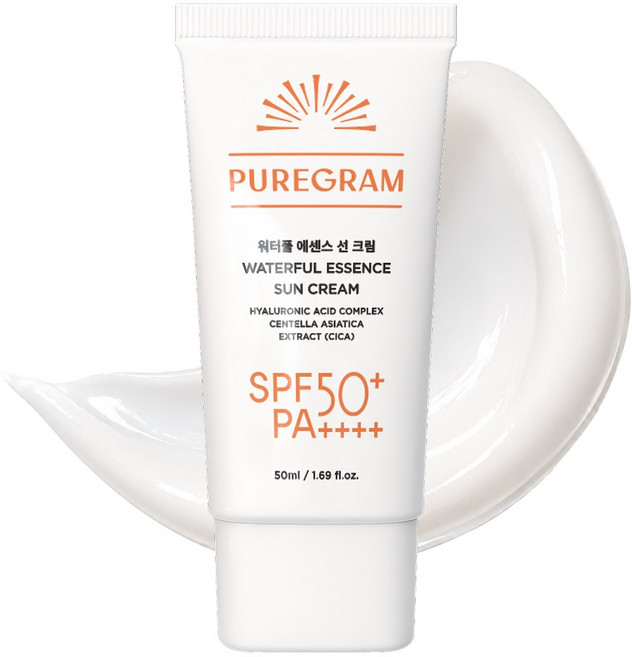 퓨어그램 워터풀 에센스 선크림 유기자차 SPF50+ PA++++ 눈시림 없는 백탁없는 수분 선세럼, 1개, 50ml