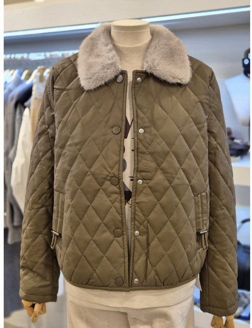 3층 멜본 25격자퀼팅 레더자켓 STJL25170