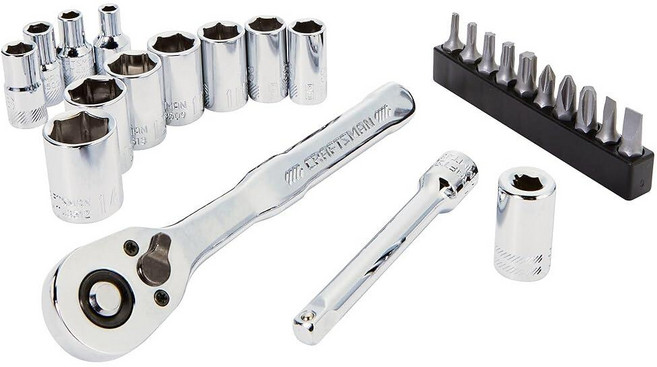 CRAFTSMAN 소켓 세트 24피스 0.6cm(1/4인치) 드라이브 미터법 보관 케이스 포함(CMMT12110LZ) 274086, 새로운 MM 세트