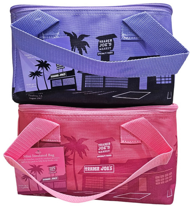 미국 트레이더조 2025 리미티드 미니 보냉백 2개 세트 (핑크 퍼플)