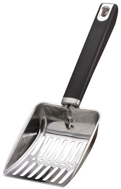 올스텐 촘촘 고양이 화장실 모래삽 메탈 똥삽 긴 손잡이, 1개, 실버