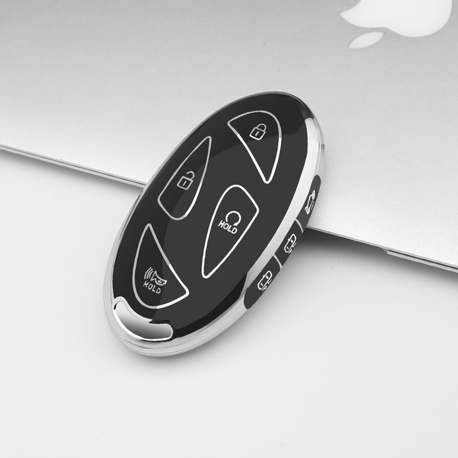 키에티 현대 7버튼 스마트키 호환 TPU 키케이스 단품, 실버-블랙