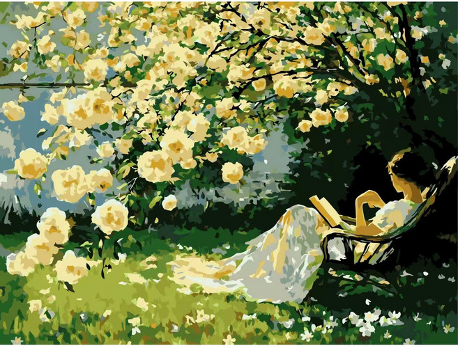 luntim DIY 명화그리기 유화 그림 그리기 선물 아크릴화 30x40 꽃그림 감성 힐링 풍경화, 1개, 장미 정원의 오후