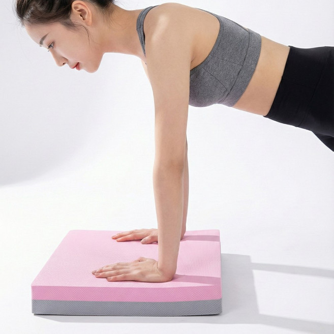 KM SPORTS 두꺼운 운동매트 최대 6CM 헬스 요가 밸런스패드 다양한 컬러, 그레이+핑크, 1개