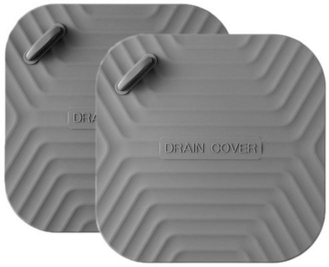 다용도 화장실 주방 바닥 배수구 냄새 방지 덮개 2개입 세트, 1세트, 그레이