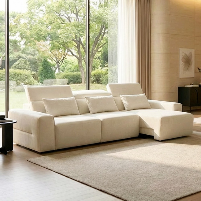 세인트블랑 릴렉시아 슬라이드 모션 아쿠아텍스 리클라이너 확장 패브릭 4인용 소파 sk, 4인_아이보리