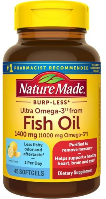 Nature Made Omega-3 from Fish Oil 네이처 메이드 오메가3 피쉬오일 1400mg 45소프트젤, 63개, 45정 - 쿠팡