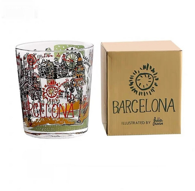 페어리아일랜드 일본제조 줄리아 가쉬 세계 도시 일러스트 위스키 온더락 글라스, 1개