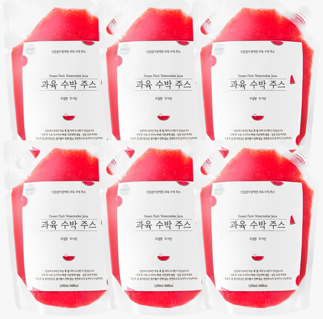 100% 착즙 과육 수박주스 1kg 냉동, 6개, 1L