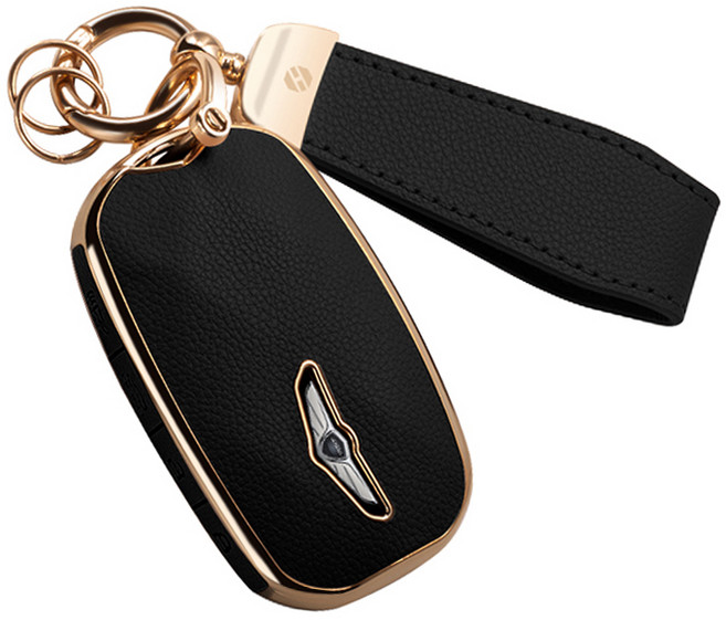 HAKO 소프트 가죽TPU 차키케이스+키홀더 (제네시스호환), G-07(7버튼), 블랙