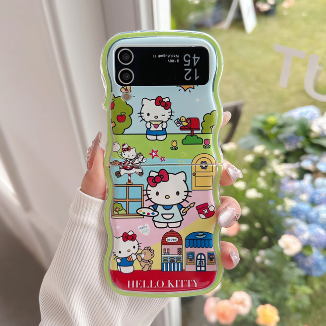 휴대폰 케이스 갤럭시 z플립5 3 4 6 7 채색 파도 파티