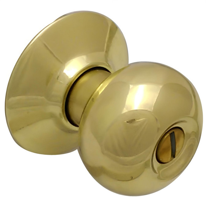 廣安牌 喇叭鎖 金色C9710 裝置距離60mm 無鑰匙浴室鎖 廁所鎖, 1個