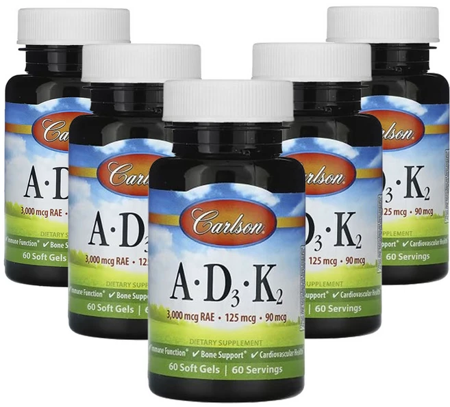칼슨 비타민 A - D3 - K2 60소프트젤, 60정, 5개 - 쿠팡