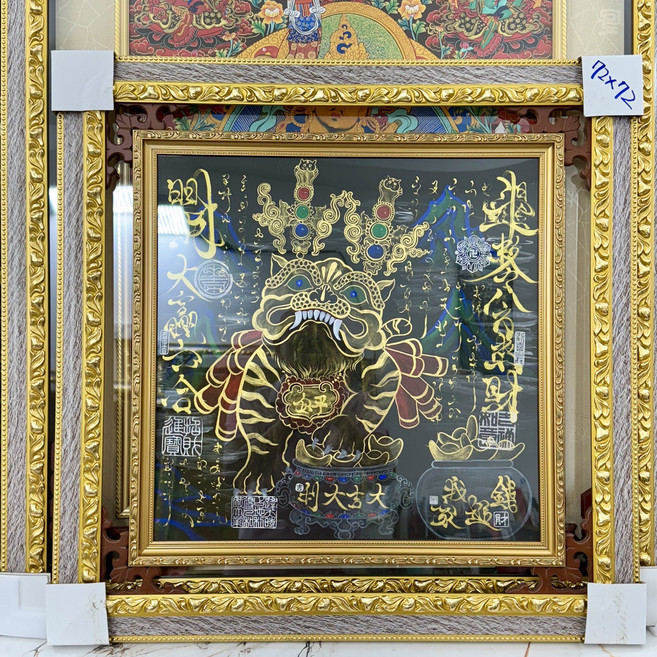 金光招財貔貅畫作 居家裝飾藝術品 開運擺件, 金