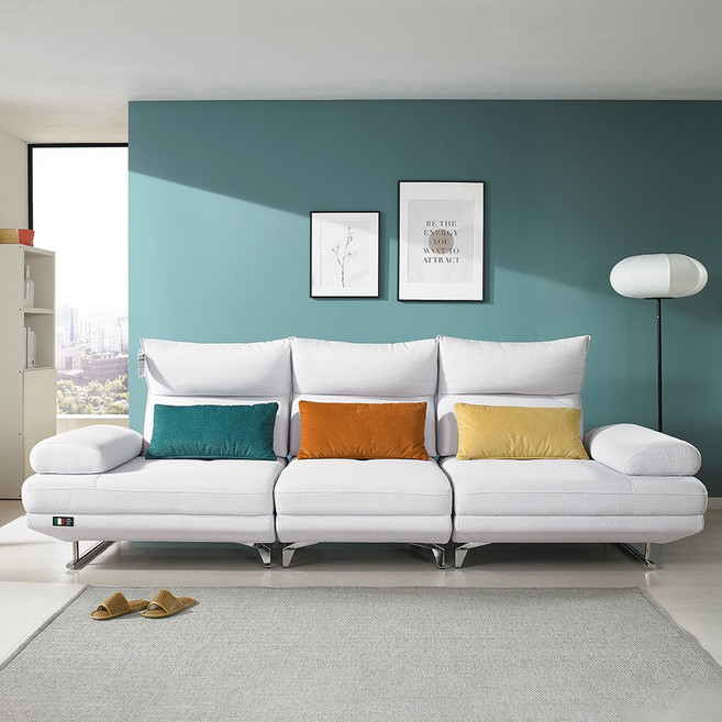 (E)데코라인 피코크 코모도패브릭 스윙 4인소파, 라이트그레이