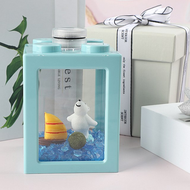 바다위 북곰이 블럭 어항 세트 마리모 포함 LED 전구 포함 베타 수조 키트 DIY, 선택완료, 1개